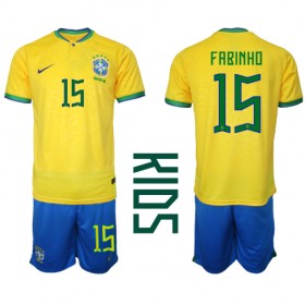 Brasilien Fabinho #15 Hemmakläder Barn VM 2022 Kortärmad (+ Korta byxor)